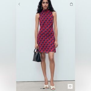 Mango Printed Dress with Bow Detail